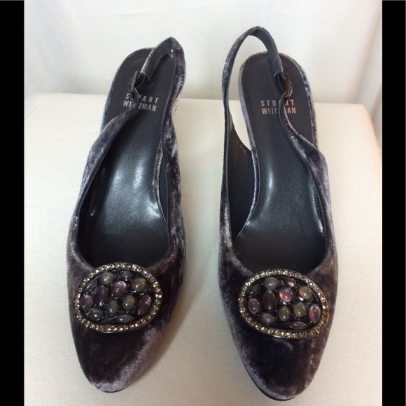 Stuart Weitzman velvet slingback heels Sz 7 1/2 M - Picture 4 of 15